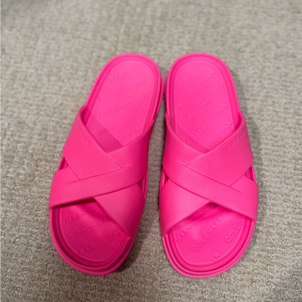 Cole Haan Pink Crisscross Slide Sandals
